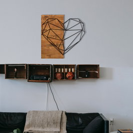 Wallity Heart Escultura de Pared Negro y Nogal